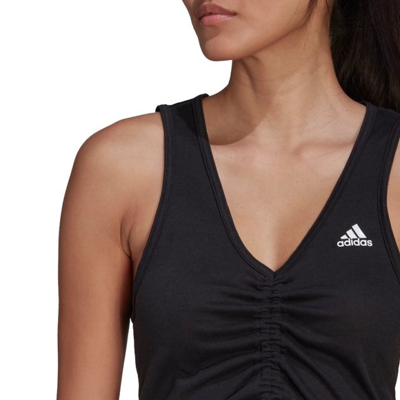 adidas Women's Hyperglam AEROREADY Cropped Tank Top Black Small - Picture 4 of 5